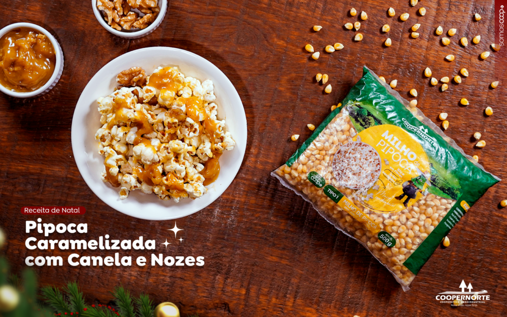 Pipoca Caramelizada com Nozes e Canela