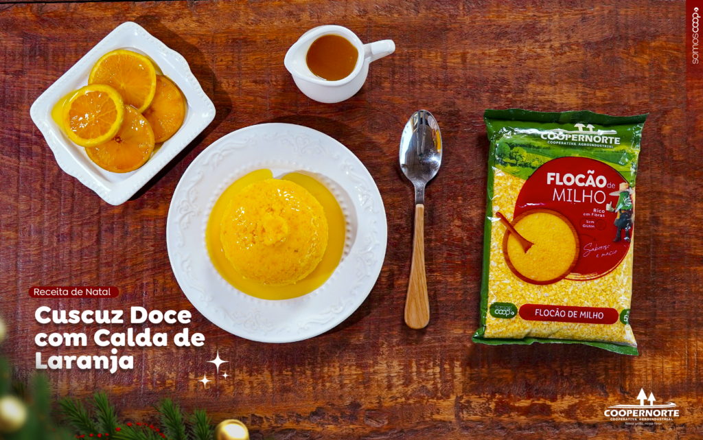 Cuscuz Doce com Calda de Laranja